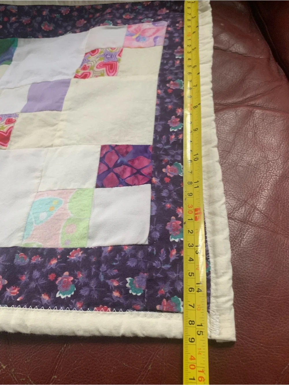 Handmade Purple Patchwork Table Runner | 68x15 Quilted Dresser Scarf Cottagecore